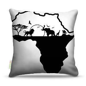 Almofada 40 x 40cm Nerderia e Lojaria animais africa colorido