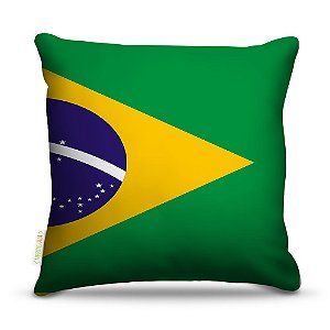 Almofada 40 x 40cm Nerderia e Lojaria bandeira brasil colorido