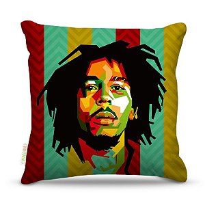 Almofada 40 x 40cm Nerderia e Lojaria bob marley2 colorido