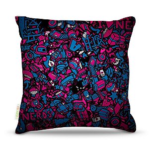 Almofada 40 x 40cm Nerderia e Lojaria nerds geeks colorido