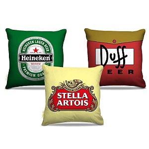 Combo de almofadas 40 x 40 cm (3und.) Nerderia e Lojaria cervejas colorido