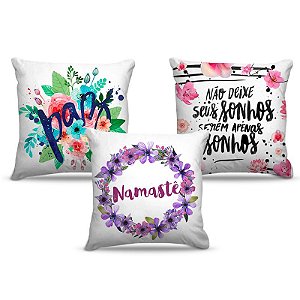 Combo de almofadas 40 x 40 cm (3und.) Nerderia e Lojaria good vibes colorido