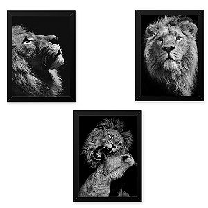 Quadro 33x43 (3und.) Nerderia Lojaria animais surreais preto