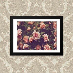 Quadro Decorativo 33x43cm Nerderia e Lojaria rosas preto