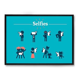 Quadro Decorativo 33x43cm Nerderia e Lojaria selfie preto