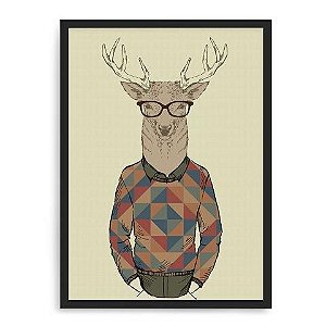 Quadro Decorativo 33x43cm Nerderia e Lojaria veago hipster 02 preto