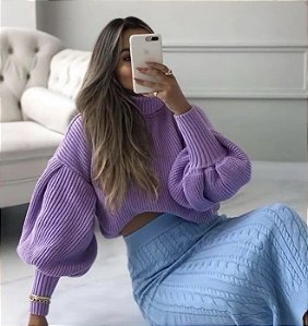Blusa de tricot manga bufante