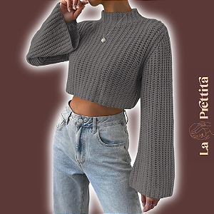 Blusa Tricot Sueter Lis Cinza