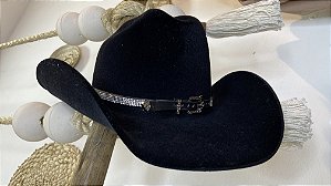 Chapéu Country veludo fivela strass