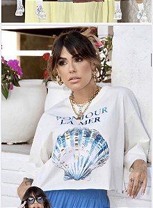 Tshirt oversized Cropped algodão