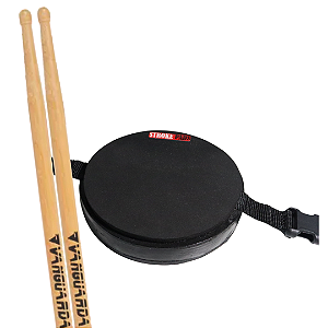 Kit Pad 6'' p/ Perna Stroke Pads Preto S02P + Par de Baquetas Vanguarda Spanking