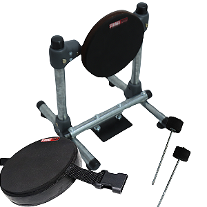 Pad Praticável de Bumbo Stroke Pads B02 + Pad 6'' Dupla Face Preto P/ Perna S02P
