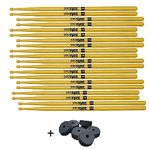 Kit 10 Pares Baqueta Pro Fire 7A PM + Brinde Base p/ Pratos