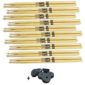 Kit 10 Pares Baqueta Pro Fire 5B PM + Brinde Base p/ Pratos