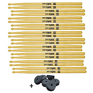 Kit 10 Pares Baqueta Pro Fire 2B PM + Brinde Base p/ Pratos