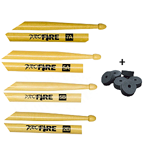 Kit 4 Baquetas ProFire PM: 7A + 5A + 5B + 2B (+ Brinde)