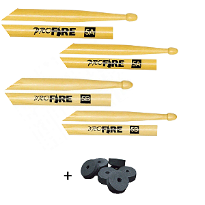Kit 10 Baquetas ProFire PM: 5 Pares 5A +5 Pares 5B (+Brinde)