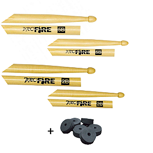 Kit 10 Baquetas ProFire PM: 5 Pares 5B +5 Pares 2B (+Brinde)
