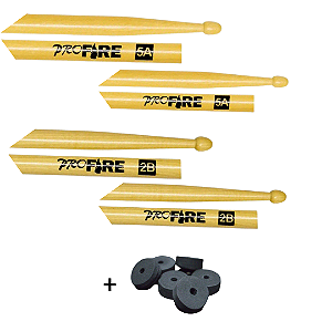 Kit 10 Baquetas ProFire PM: 5 Pares 5A +5 Pares 2B (+Brinde)