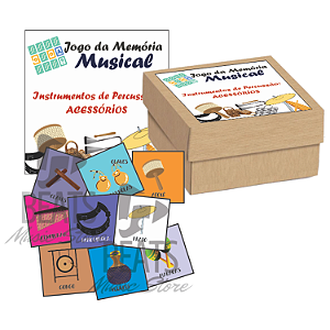 Jogo da Memória Musical - INSTRUMENTOS DE PERCUSSÃO - ACESSÓRIOS (42 Peças Coloridas)