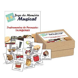 Jogo da Memória Musical - INSTRUMENTOS DE PERCUSSÃO - TAMBORES (48 Peças Brancas