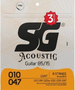 Encordoamento SG Violão Aço 010 Bronze Light (Pack c/ 3)