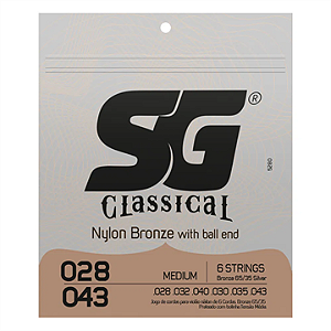 Encordamento SG Violão Nylon Bronze Tensão Média C/ Bol
