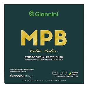 Encordoamento GIANNINI Violão Nylon T. Média Preto Ouro MPB