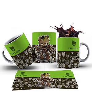 Caneca Xícara Personalizada Groot Cerâmica 325ml
