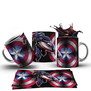 Caneca Xícara Personalizada Capitão América Cerâmica 325ml