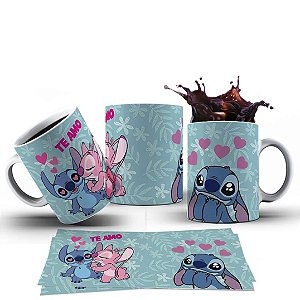 Caneca Xícara Personalizada Stich "Te Amo" Crâmica 325ml