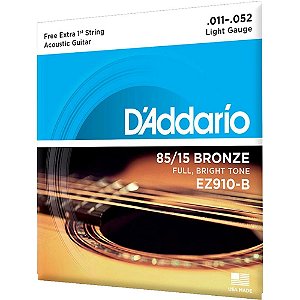 Encordoamento D'addario Violão Aço Bronze 011-052 Leve EZ910