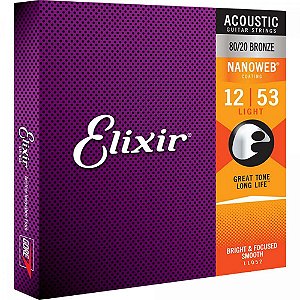ENCORDOAMENTO ELIXIR NANOWEB VIOLÃO BRONZE 012-053