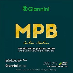 Encordoamento Giannini p/ Violão Nylon Cristal-Ouro GENWG