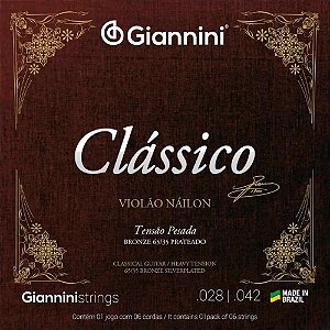 Encordoamento Giannini Clássico Violão Nylon Pesado GENWPL