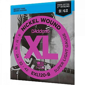 ENCORDOAMENTO GUITARRA  009-042 XL NICKEL EXL120-B D'ADDARIO