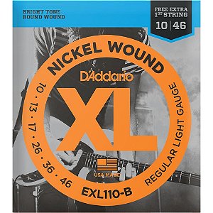 ENCORDOAMENTO D'ADDARIO EXL110 GUITARRA AÇO 010-046 LEVE