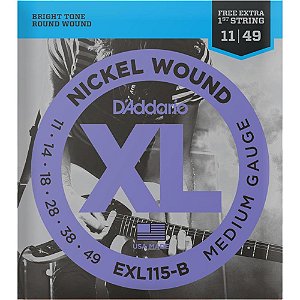 ENCORDOAMENTO D'ADDARIO EXL115 GUITARRA AÇO 011-049 MÉDIA