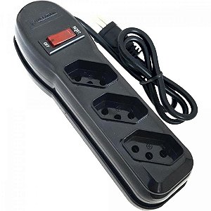 Filtro de Linha Com 3 Tomadas 1M Circuit Breaker Preto