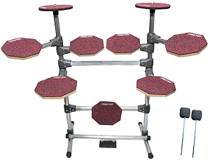 Bateria Praticável De Estudo Stroke Pads 9 Peças (Vermelha)