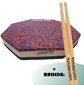 Kit Pad 9'' Dupla Face Stroke Pads P08 + Par de Baquetas