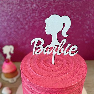 Topo de Bolo - Barbie Rosas - Personalizado com nome e idade