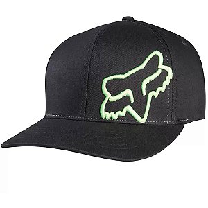 Boné Fox Aba Curva Flex 45 Flexfit Preto e Verde