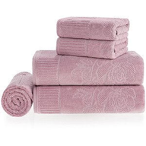 Jogo de Toalha Banho Karsten Grace 5 Peças Rosa