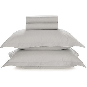 Jogo de Cama Karsten Liss 180 Fios 4 Peças Casal Cinza