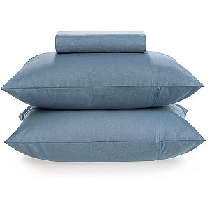 Jogo de Cama Karsten Matiz 150 Fios 3 Peças Casal Azul