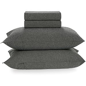 Jogo de Cama Karsten Robin 160 Fios 4 Peças Queen Cinza