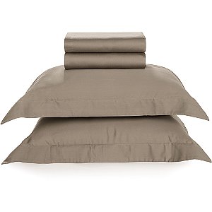 Jogo de Cama Karsten Domos 270 Fios 4 Peças Queen Marrom