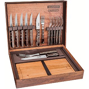Kit Churrasco Tramontina Box 15 Peças Polywood Castanho