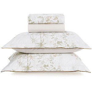 Jogo de Cama Karsten Costine 180 Fios 4 Peças Queen Branco
